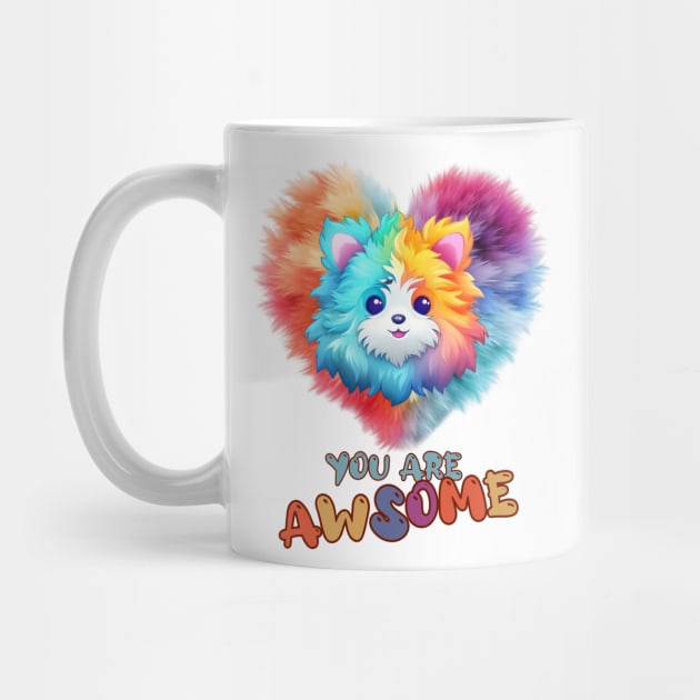 Fluffy: "You are awsome" collorful, cute, furry animals by HSH-Designing